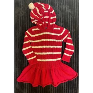 BabyGap Girls Sweater Dress Red & White Stripes Size 4T - Cozy & Cute